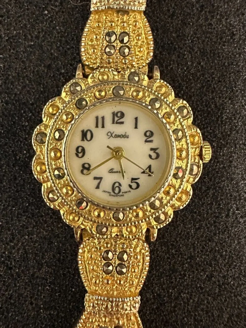 Xanadu Watch Women Gold Tone Multi Chain Band Marcasite Accents New Battery